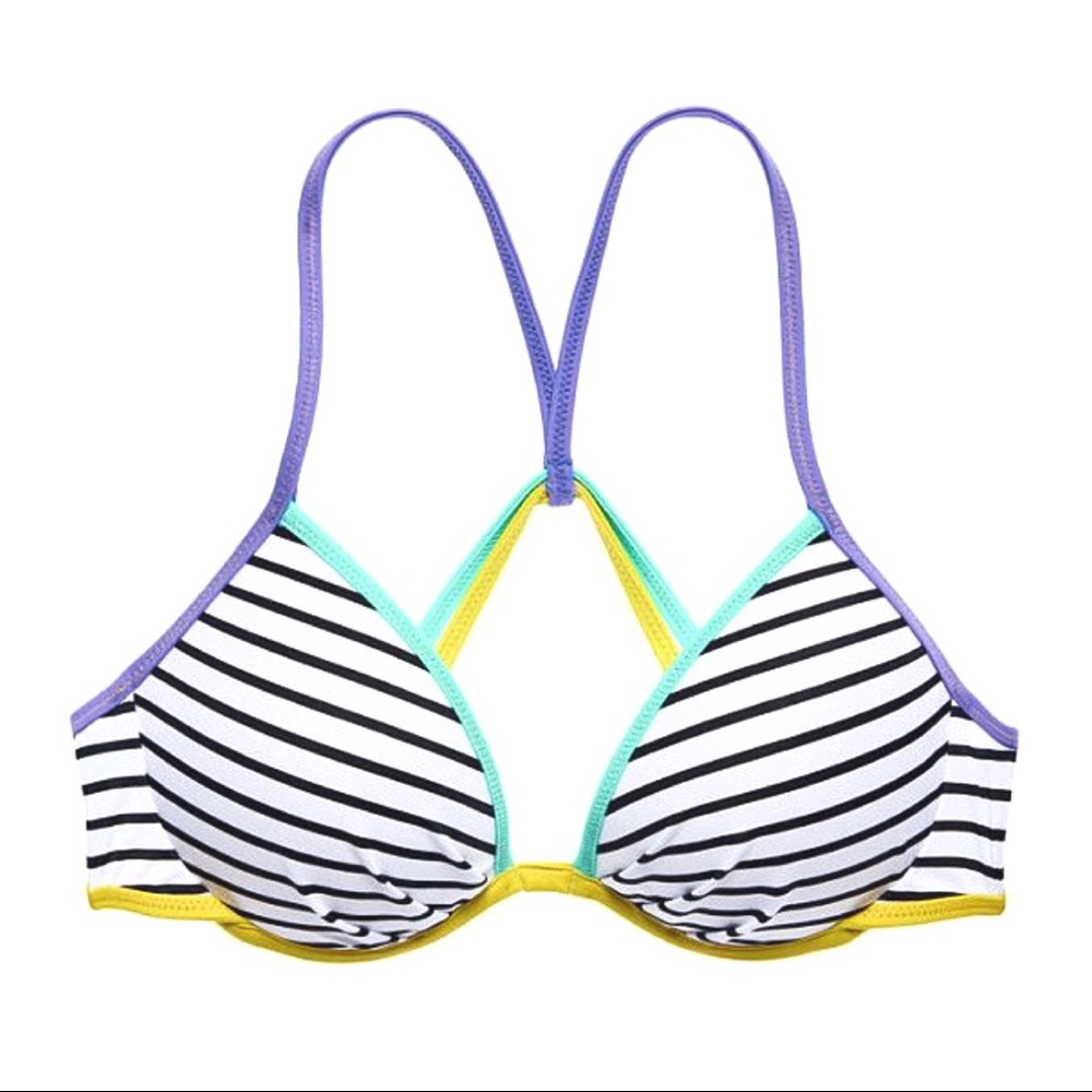 VS Pink Fabulous Stripes Push-Up Bikini Top 36B - Picture 1 of 8
